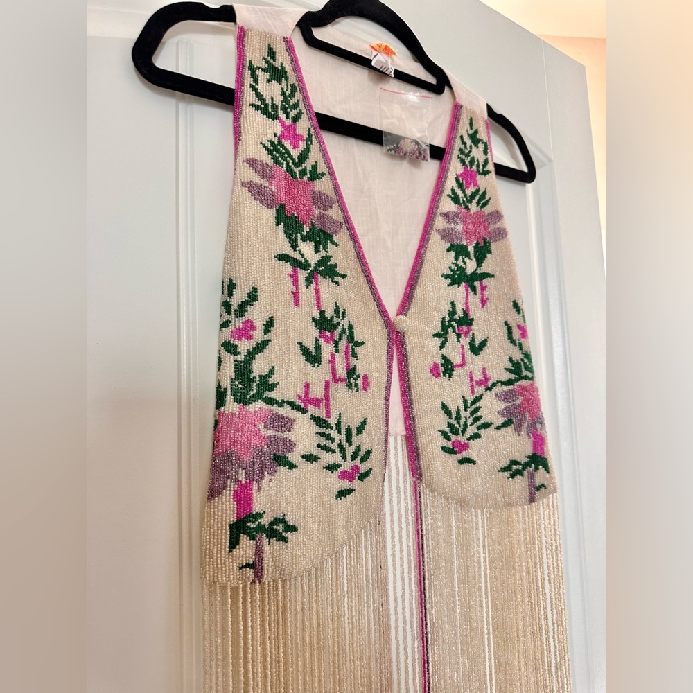 NWOT Free People x Agus Bendita Otis Vest - One Size Fully Beaded - Picture 4 of 11